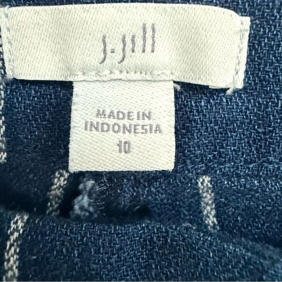 J. Jill Navy White Patterned Pants Size 10 Chic Trousers with Subtle Grid Design - Picture 3 of 8